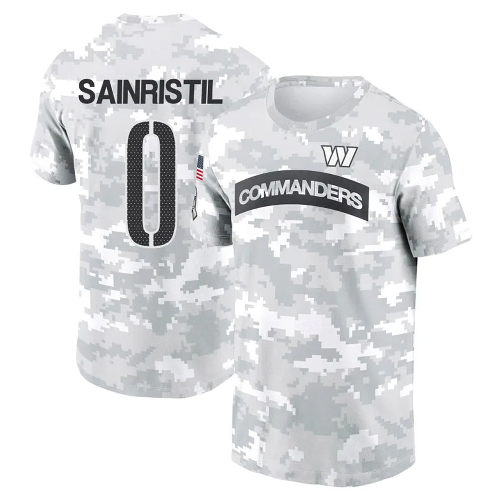 Kooe W.Commanders #0 Mike Sainristil Player Salute to Service Hoodies T-Shirts Stitched Jerseys