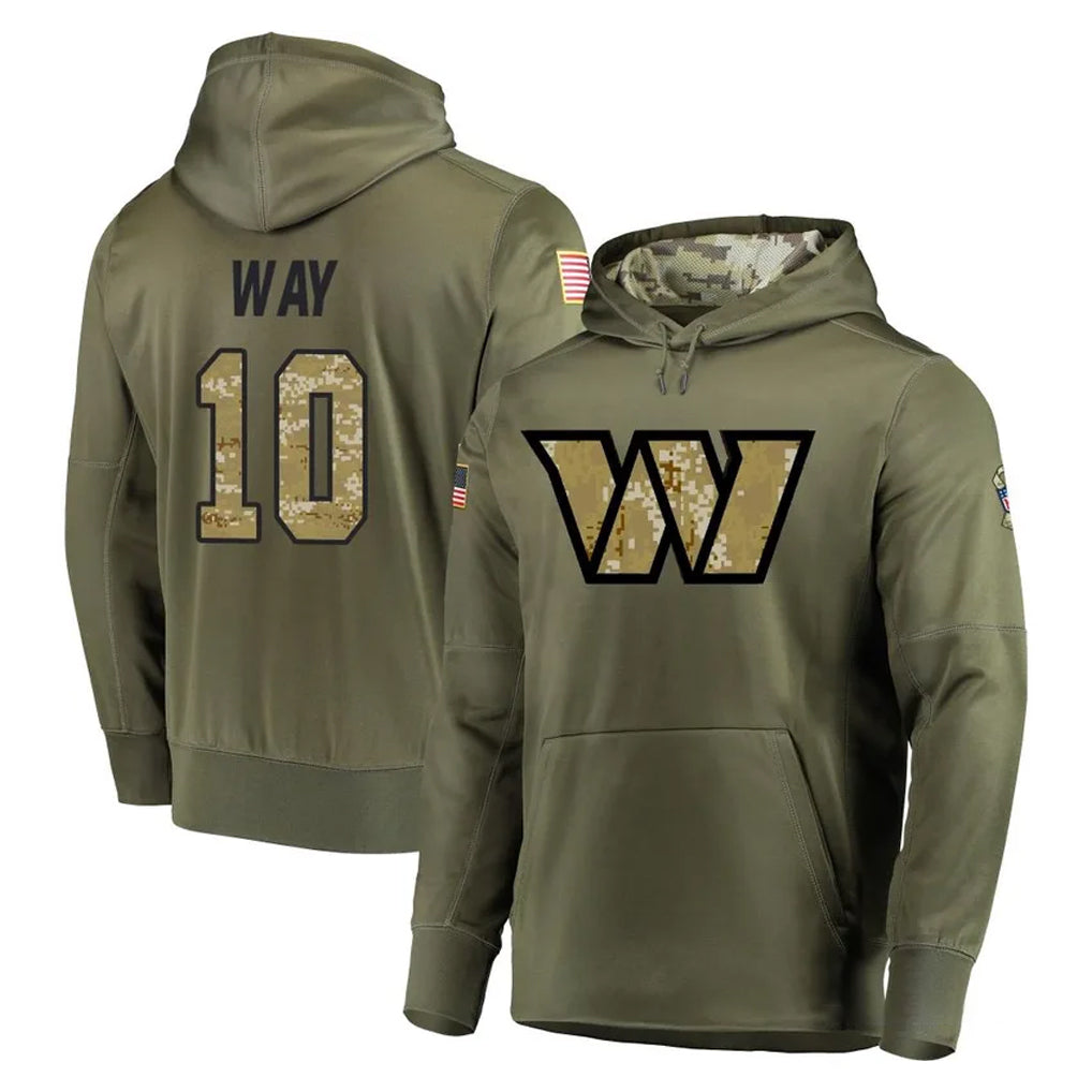 Kooe W.Commanders #10 Tress Way Player Olive Salute to Service Pullover Hoodie Limited Home Game Stitched Jerseys