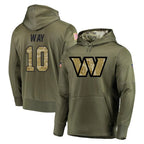 Kooe W.Commanders #10 Tress Way Player Olive Salute to Service Pullover Hoodie Limited Home Game Stitched Jerseys