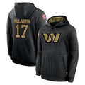 Kooe W.Commanders #17 Terry Mclaurin Player Black Salute to Service Performance Pullover Hoodies Home Game Stitched Jerseys