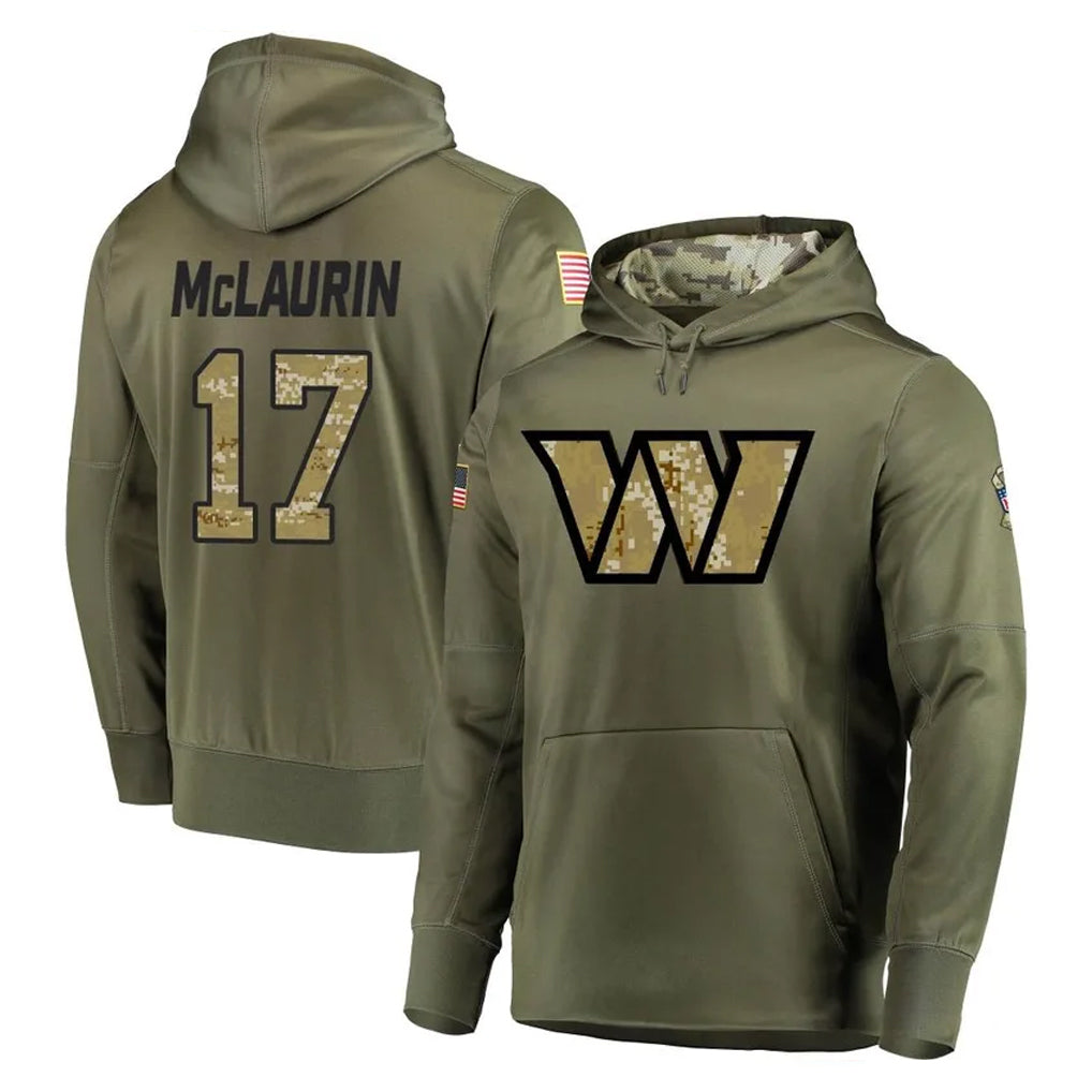 Kooe W.Commanders #17 Terry Mclaurin Player Olive Salute to Service Pullover Hoodie Limited Home Game Stitched Jerseys