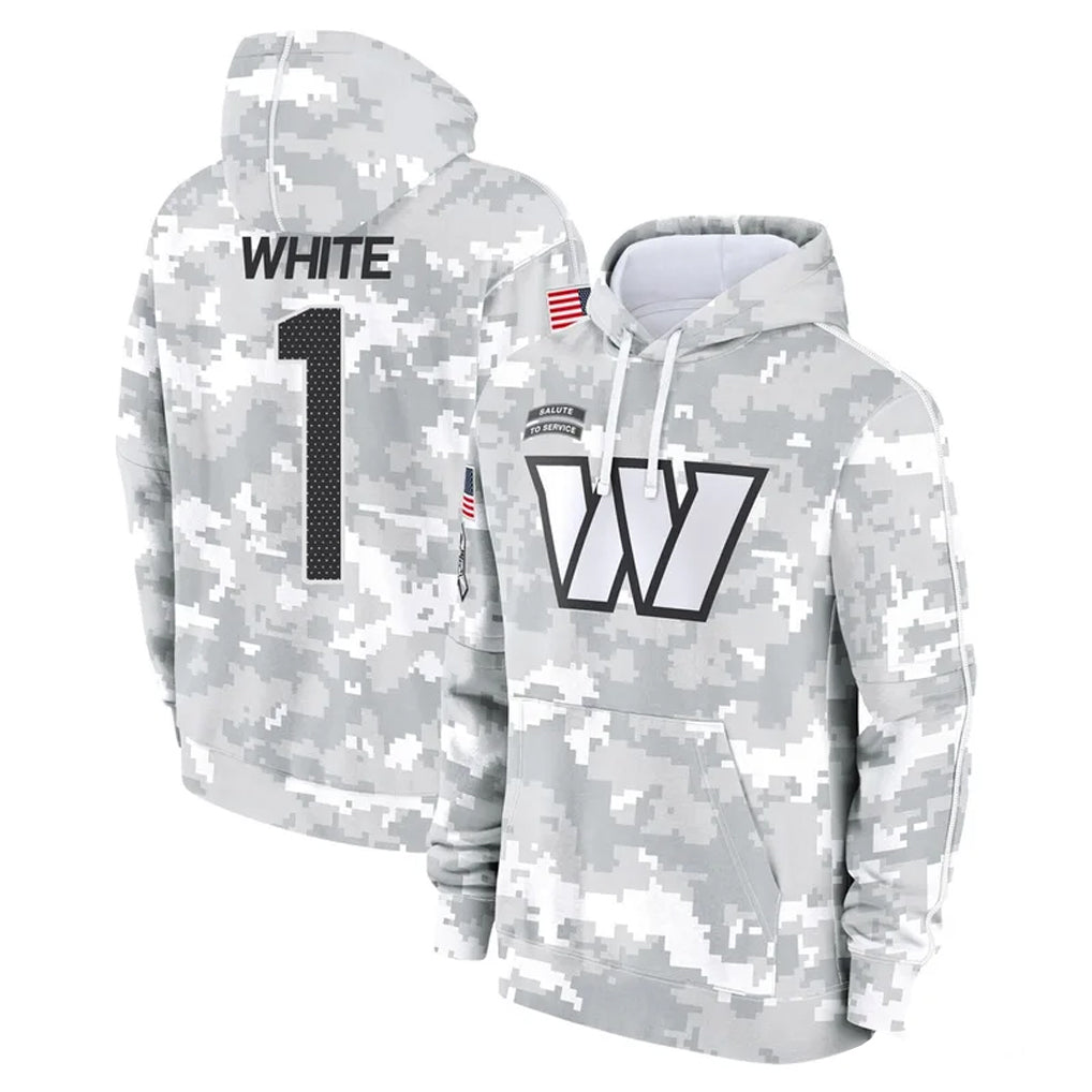 Kooe W.Commanders #1 Rachaad White Player Arctic Camo Limited Salute to Service Pullover Hoodies Game Stitched Jerseys