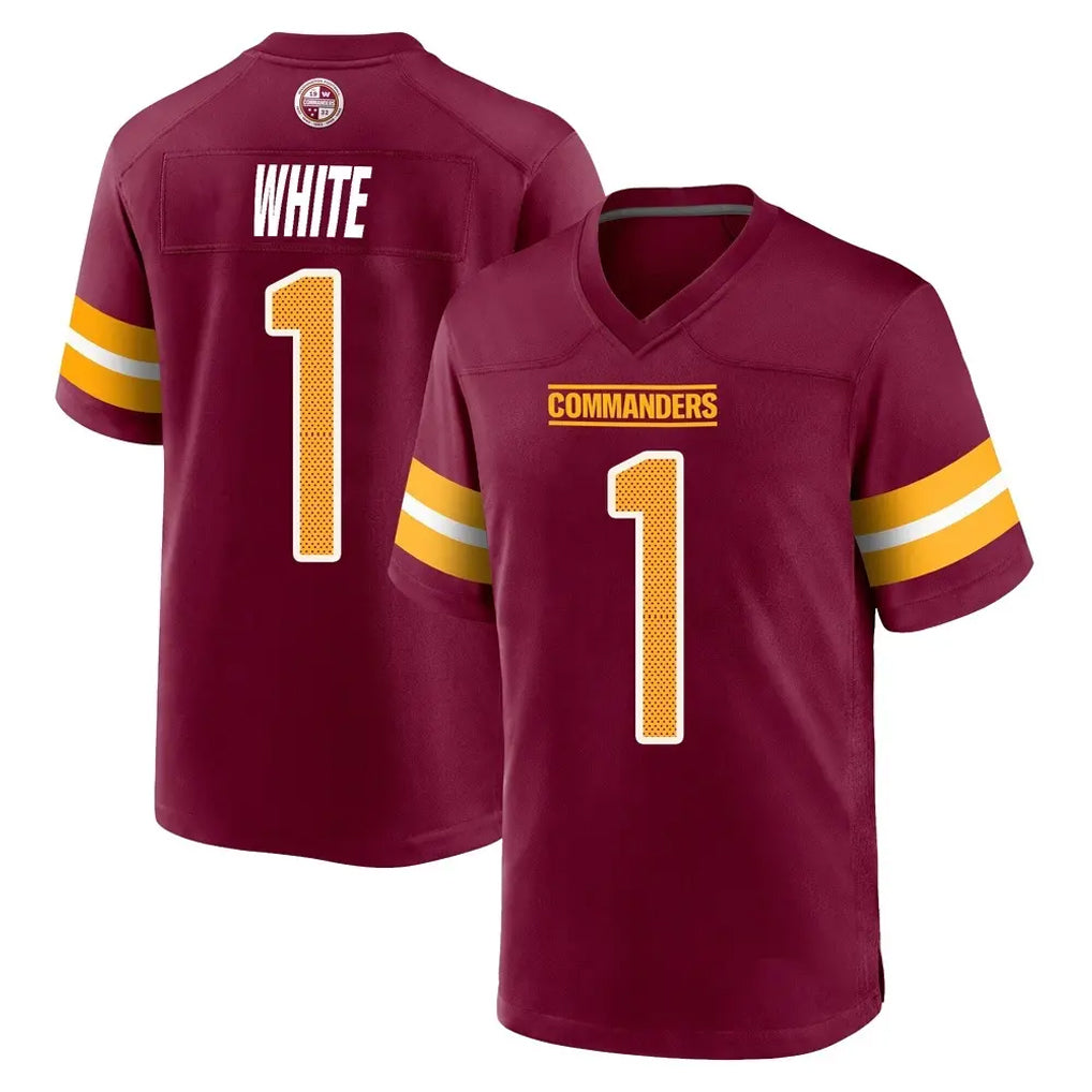 Kooe W.Commanders #1 Rachaad White Player Burgundy Home Game Stitched Jerseys