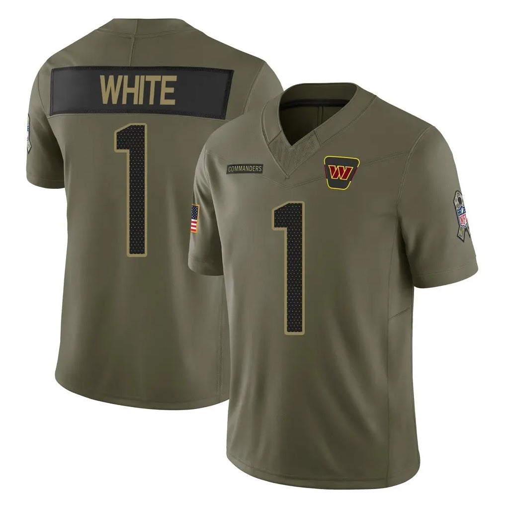 Kooe W.Commanders #1 Rachaad White Player Olive 2025 Salute To Service Limited Home Game Stitched Jerseys