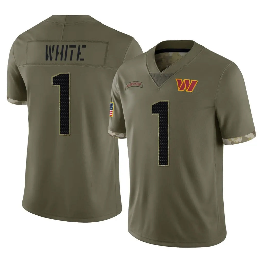 Kooe W.Commanders #1 Rachaad White Player Olive Salute To Service Limited Home Game Stitched Jerseys