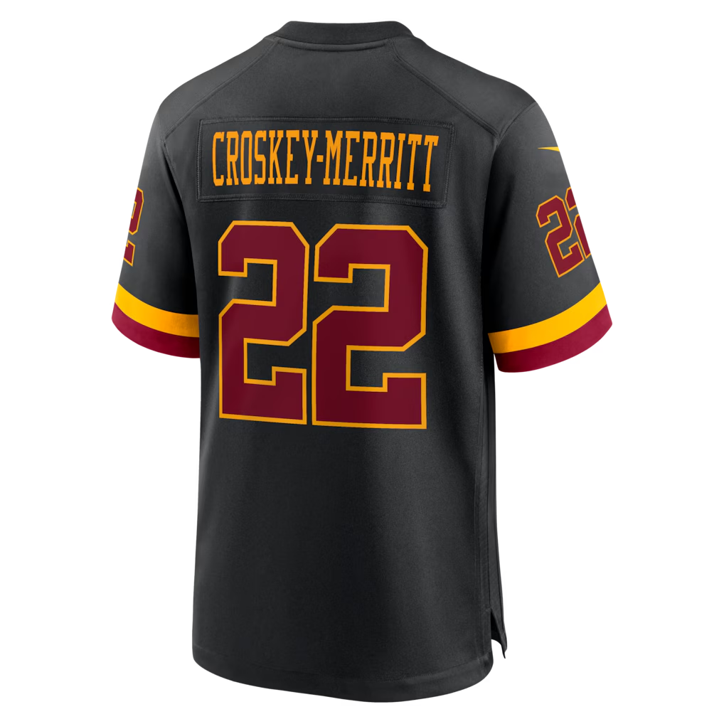 Kooe W.Commanders #22 Jacory Croskey-Merritt Black Hail Raiser Alternate Game Stitched Jerseys