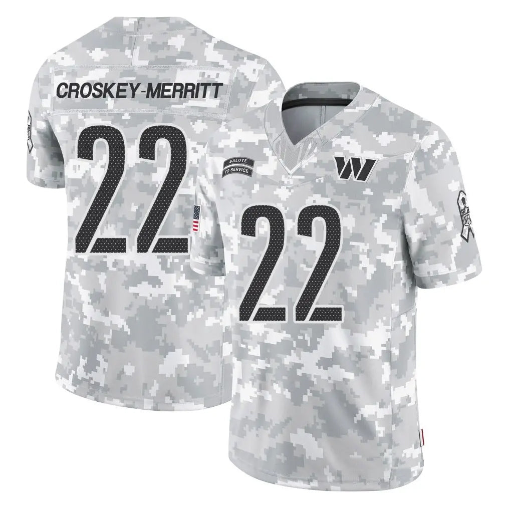 Kooe W.Commanders #22 Jacory Croskey-Merritt Player Arctic Camo Salute to Service Limited Stitched Jerseys