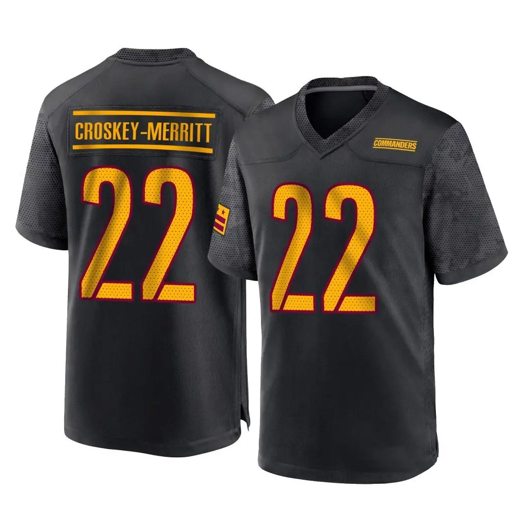 Kooe W.Commanders #22 Jacory Croskey-Merritt Player Black Home Game Stitched Jerseys