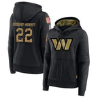 Kooe W.Commanders #22 Jacory Croskey-Merritt Player Black Salute to Service Hoodies Stitched Jerseys