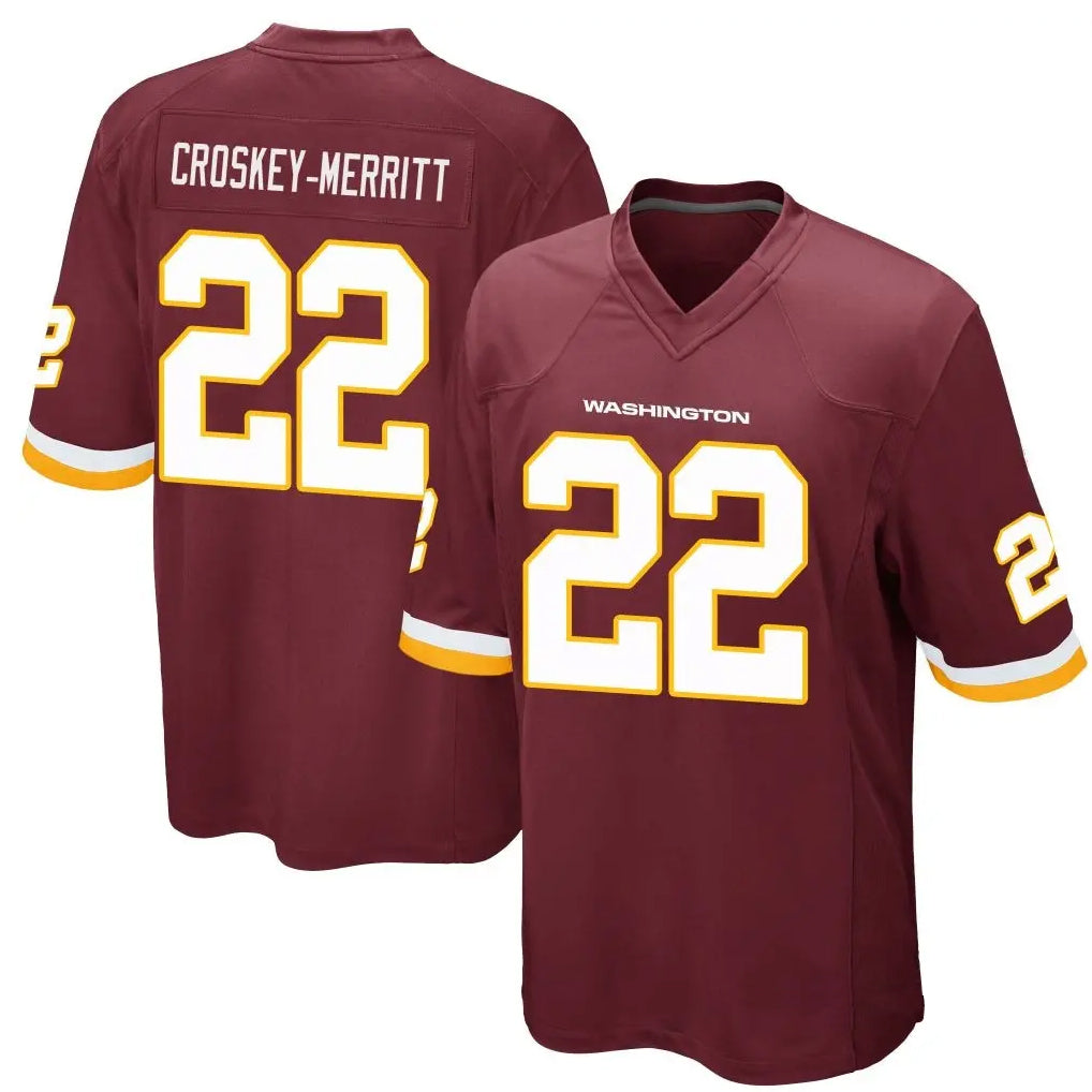 Kooe W.Commanders #22 Jacory Croskey-Merritt Player Burgundy Game Stitched Jerseys