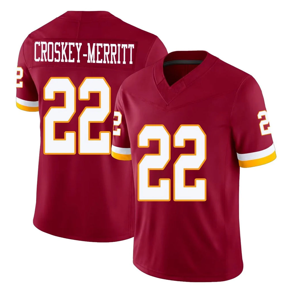 Kooe W.Commanders #22 Jacory Croskey-Merritt Player Burgundy Limited Team Vapor F.U.S.E. Home Game Stitched Jerseys