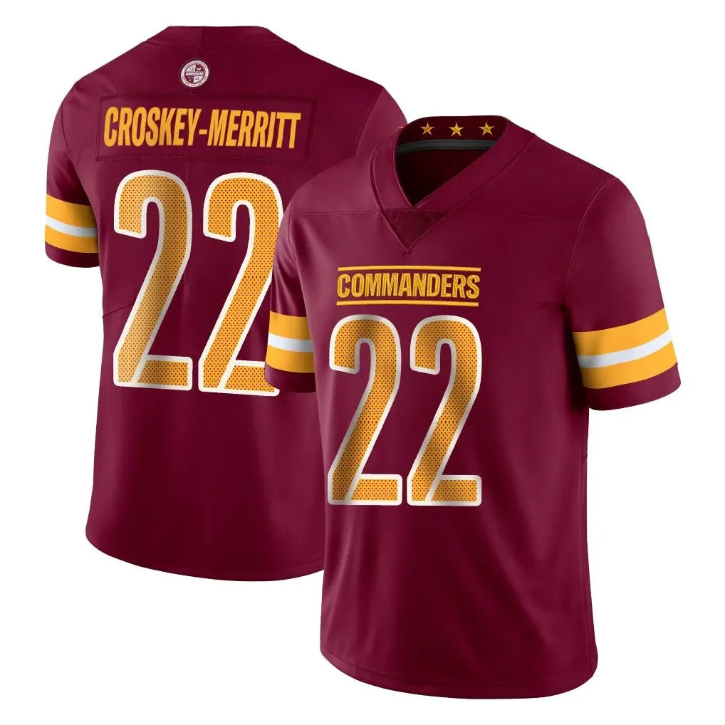 Kooe W.Commanders #22 Jacory Croskey-Merritt Player Burgundy Limited Vapor Home Game Stitched Jerseys
