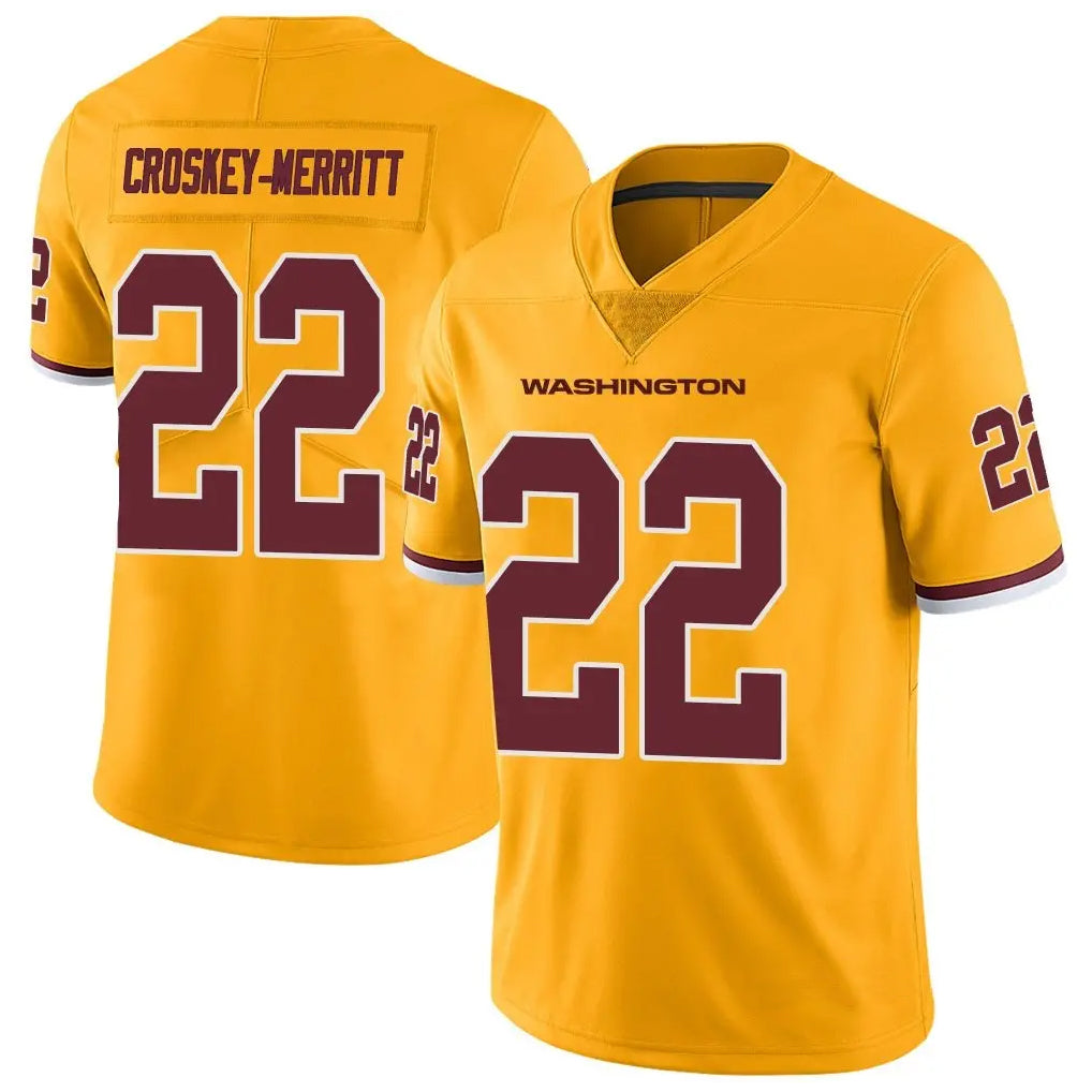 Kooe W.Commanders #22 Jacory Croskey-Merritt Player Gold Vapor Limited Stitched Jerseys