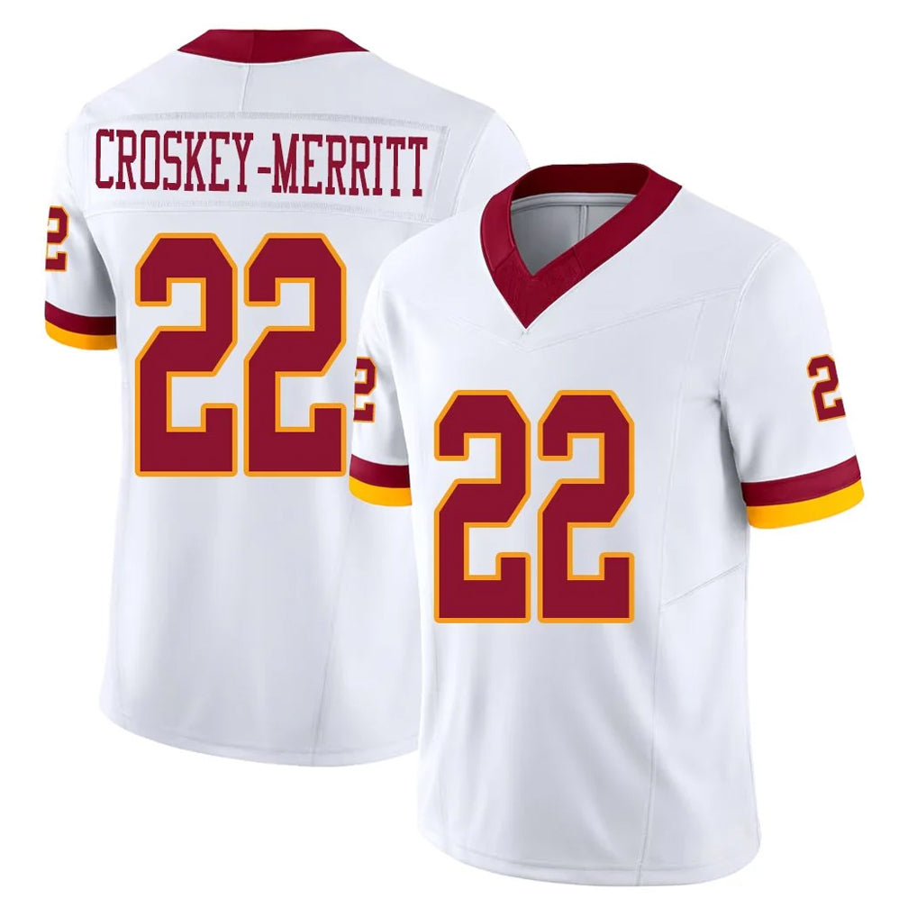 Kooe W.Commanders #22 Jacory Croskey-Merritt Player White Limited Vapor F.U.S.E. Home Game Stitched Jerseys