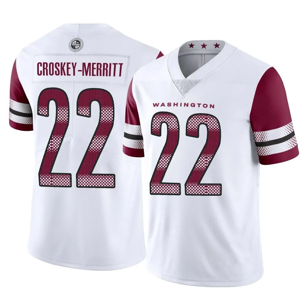 Kooe W.Commanders #22 Jacory Croskey-Merritt Player White Limited Vapor Home Game Stitched Jerseys