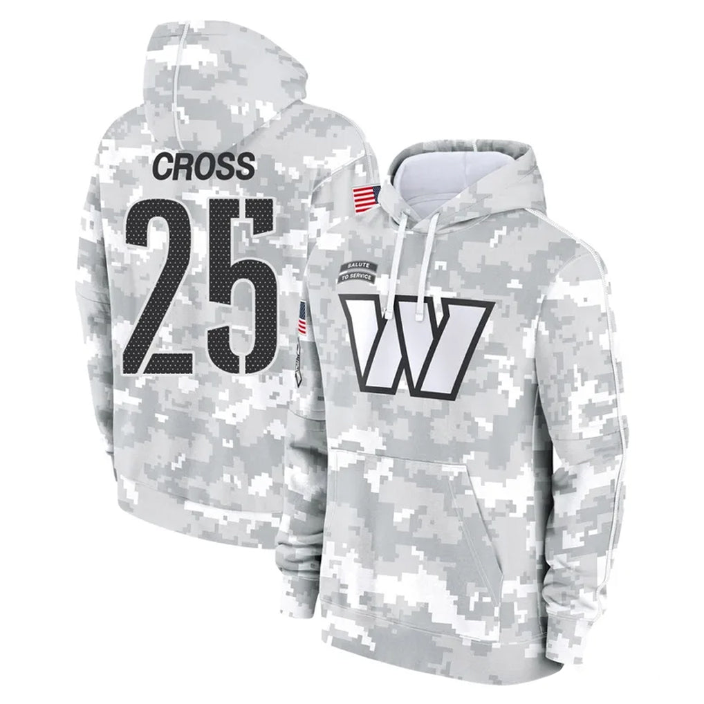 Kooe W.Commanders #25 Nick Cross Player Arctic Camo Limited Salute to Service Pullover Hoodies Game Stitched Jerseys