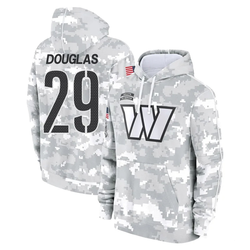 Kooe W.Commanders #29 Rasul Douglas Player Arctic Camo Limited Salute to Service Pullover Hoodies Game Stitched Jerseys