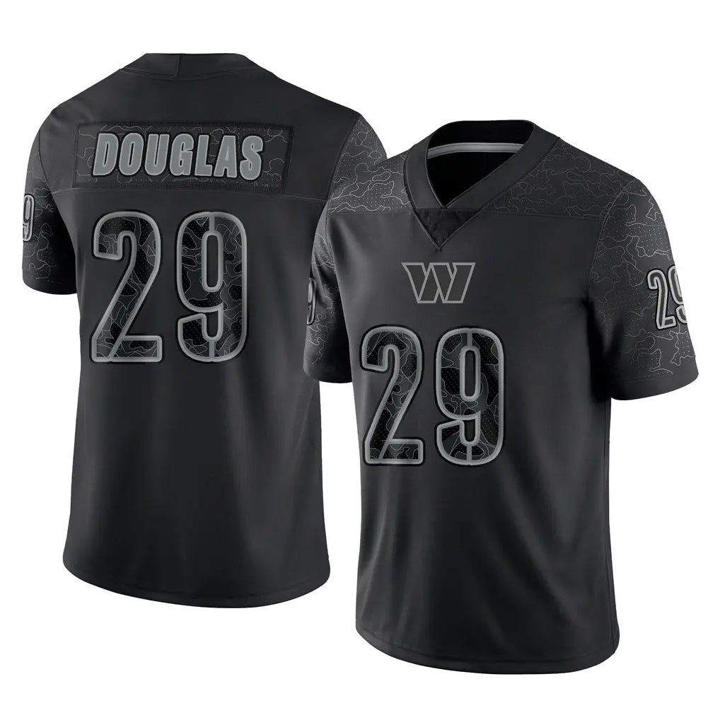 Kooe W.Commanders #29 Rasul Douglas Player Black Limited Reflective Home Game Stitched Jerseys