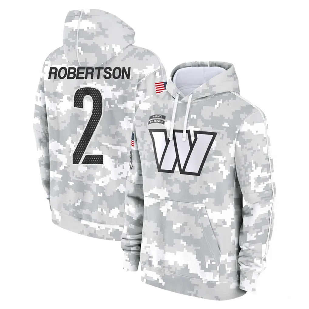 Kooe W.Commanders #2 Amik Robertson Player Arctic Camo Limited Salute to Service Pullover Hoodies Game Stitched Jerseys