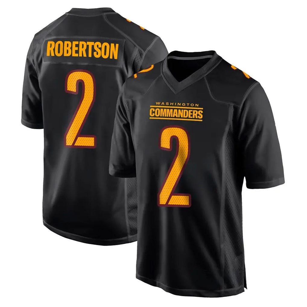 Kooe W.Commanders #2 Amik Robertson Player Black Carbon Fashion Home Game Stitched Jerseys