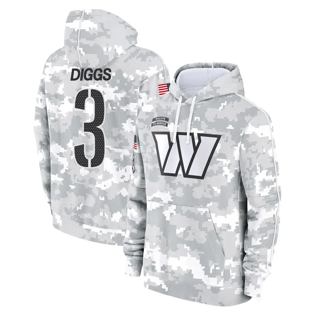 Kooe W.Commanders #3 Stefon Diggs Player Arctic Camo Limited Salute to Service Pullover Hoodies Game Stitched Jerseys