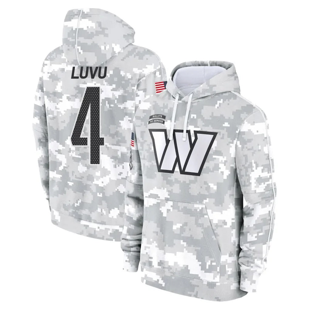 Kooe W.Commanders #4 Frankie Luvu Player Arctic Camo Salute to Service Hoodies Stitched Jerseys
