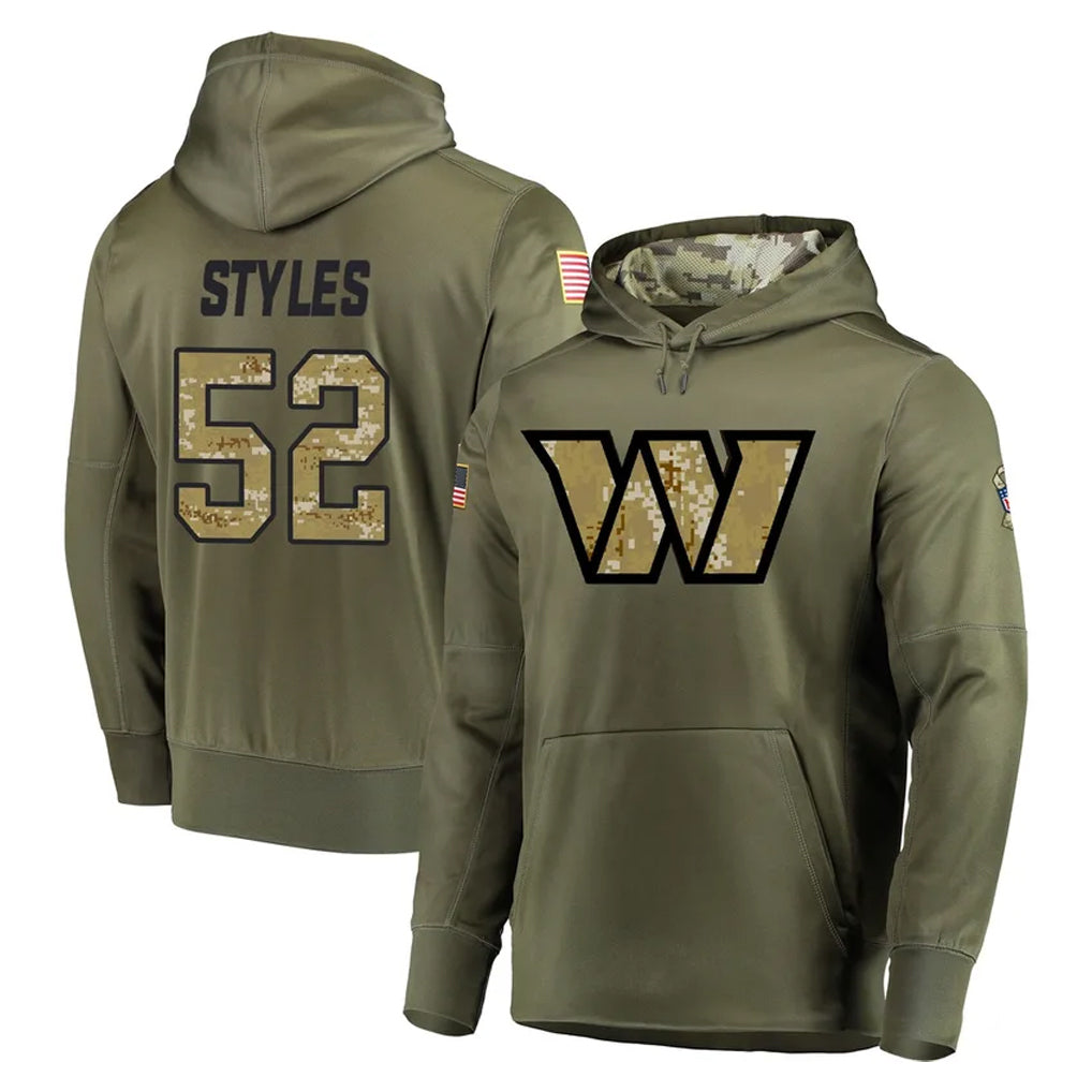 Kooe W.Commanders #52 Sonny Styles Player Olive Salute to Service Pullover Hoodie Limited Home Game Stitched Jerseys