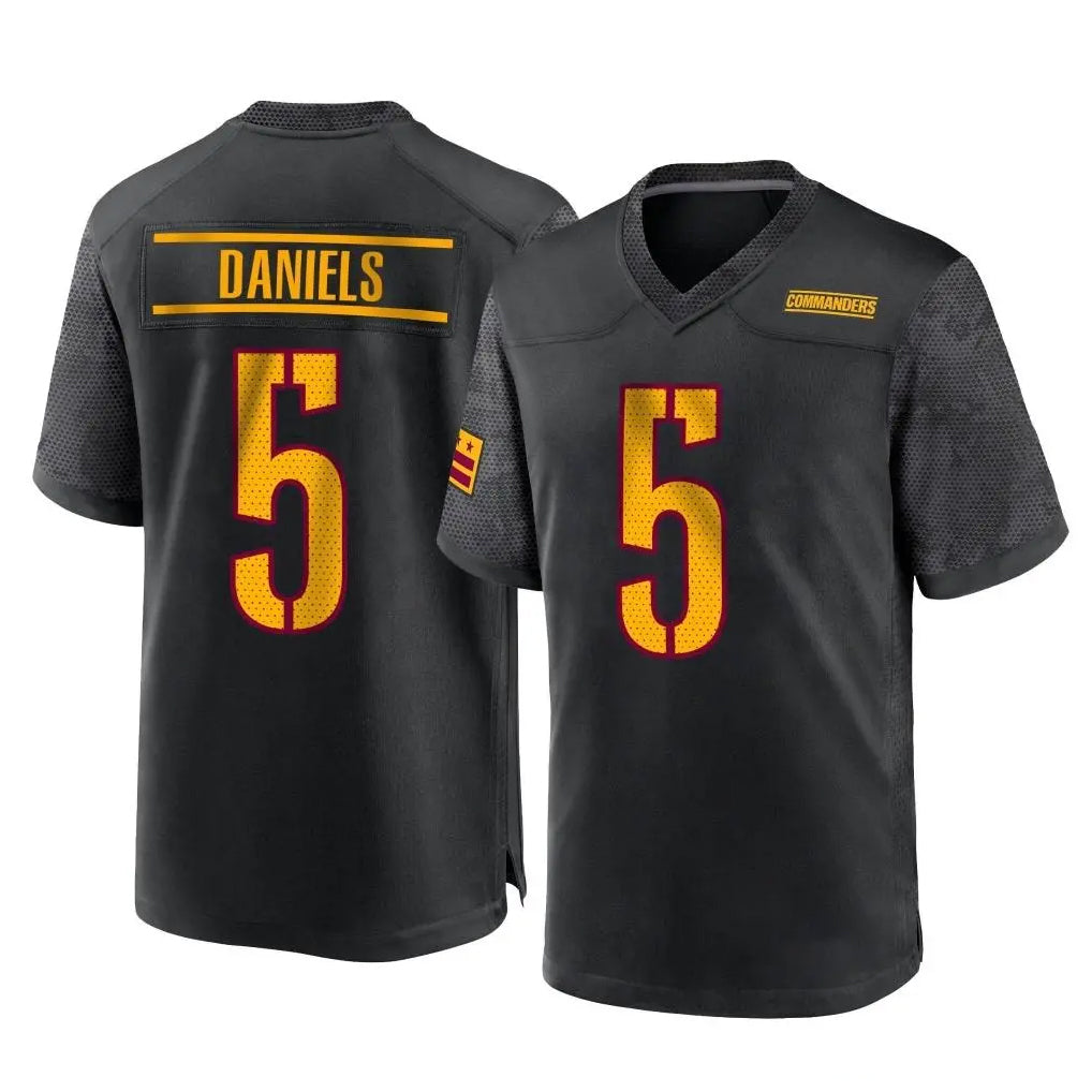 Kooe W.Commanders #5 Jayden Daniels Player Black Home Game Stitched Jerseys