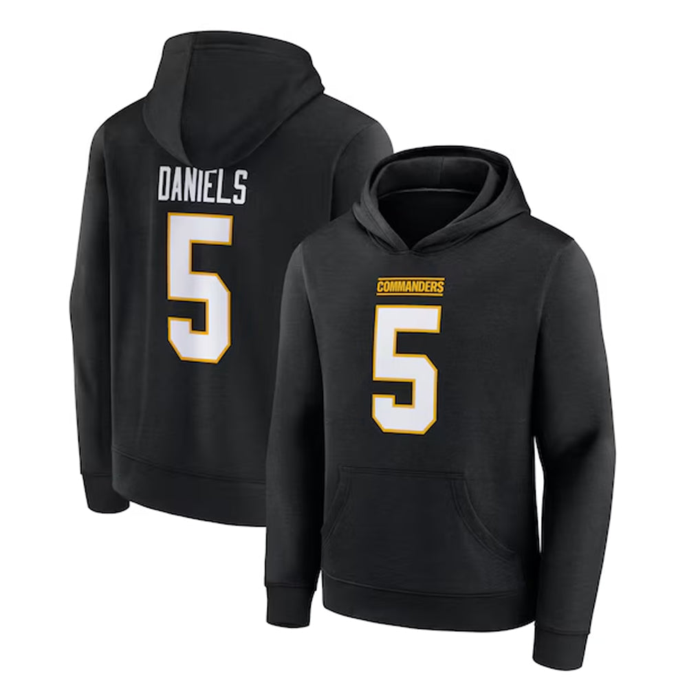 Kooe W.Commanders #5 Jayden Daniels Player Black Salute to Service Hoodies Stitched Jerseys