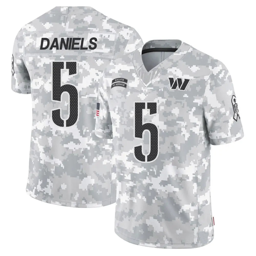 Kooe W.Commanders #5 Jayden Daniels Player Limited Arctic Camo Salute to Service Stitched Jerseys