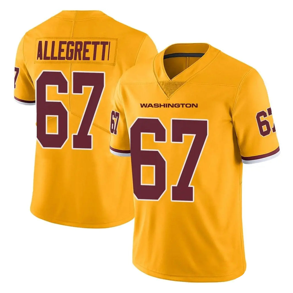 Kooe W.Commanders #67 Nick Allegretti Player Gold Limited Color Rush Home Game Stitched Jerseys