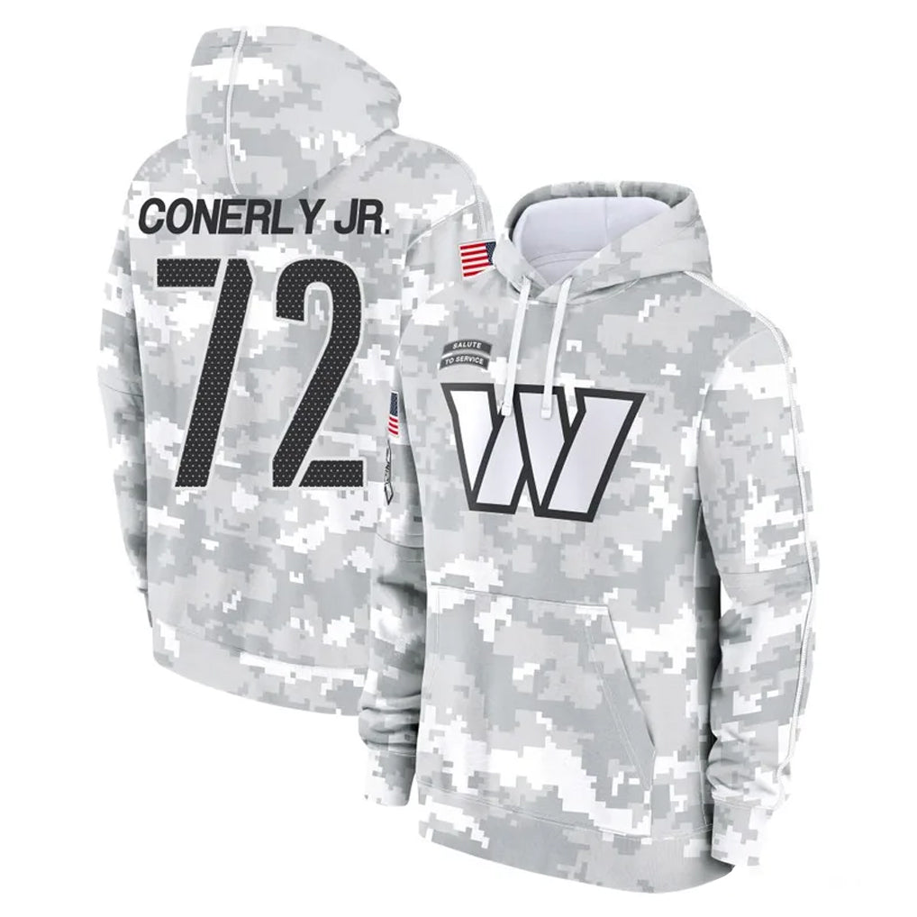 Kooe W.Commanders #72 Josh Conerly Jr. Player Arctic Camo Limited Salute to Service Pullover Hoodies Game Stitched Jerseys