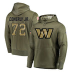 Kooe W.Commanders #72 Josh Conerly Jr. Player Olive Salute to Service Pullover Hoodie Limited Home Game Stitched Jerseys