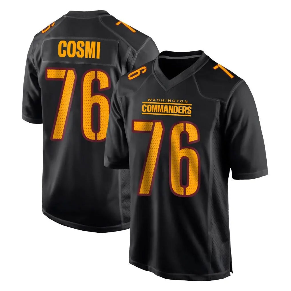 Kooe W.Commanders #76 Sam Cosmi Player Black Carbon Fashion Home Game Stitched Jerseys