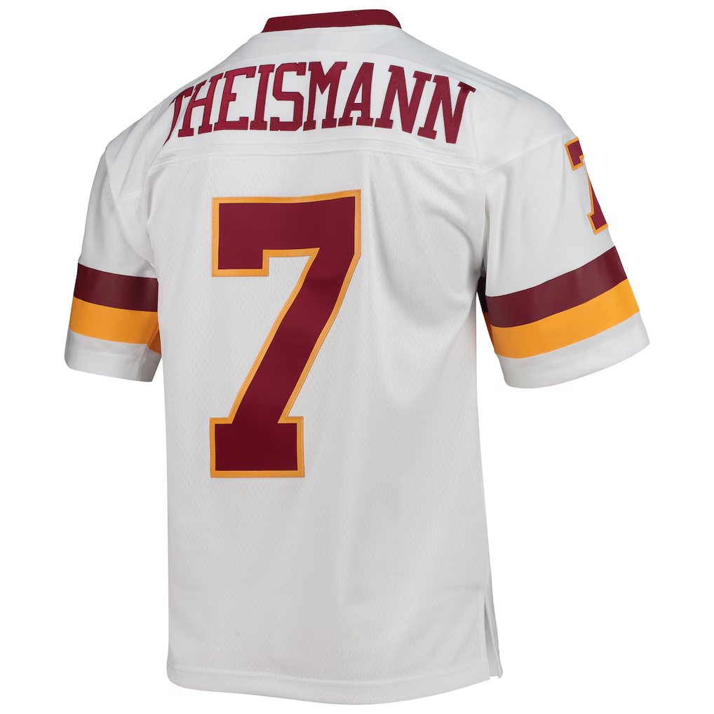 Kooe W.Commanders #7 Joe Theismann Mitchell & Ness White Legacy Replica Stitched Puhic Jersey