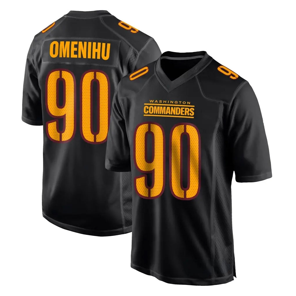 Kooe W.Commanders #90 Charles Omenihu Player Black Carbon Fashion Home Game Stitched Jerseys