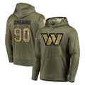 Kooe W.Commanders #90 Charles Omenihu Player Olive Salute to Service Pullover Hoodie Limited Home Game Stitched Jerseys