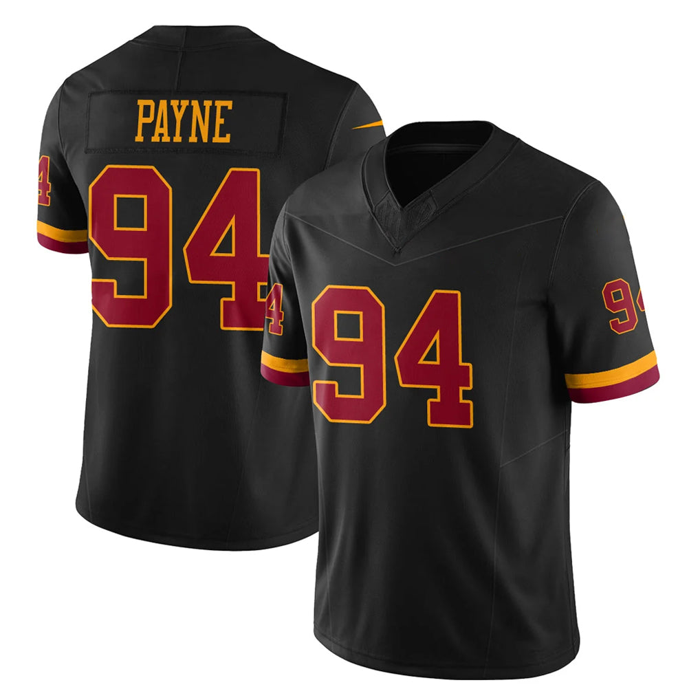 Kooe W.Commanders #94 Daron Payne Player Black Limited Vapor Home Game Stitched Jerseys