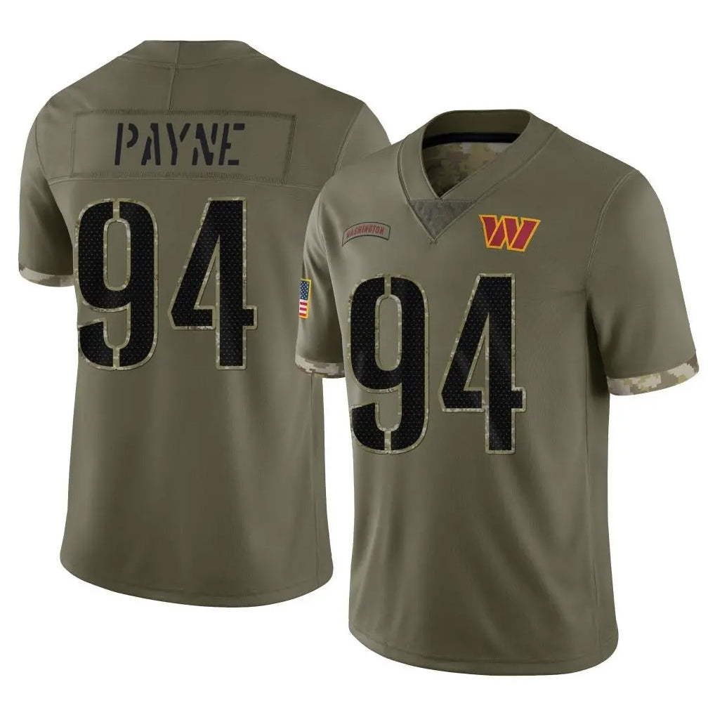 Kooe W.Commanders #94 Daron Payne Player Olive Salute To Service Limited Home Game Stitched Jerseys