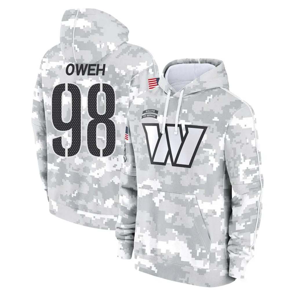 Kooe W.Commanders #98 Odafe Oweh Player Arctic Camo Limited Salute to Service Pullover Hoodies Game Stitched Jerseys