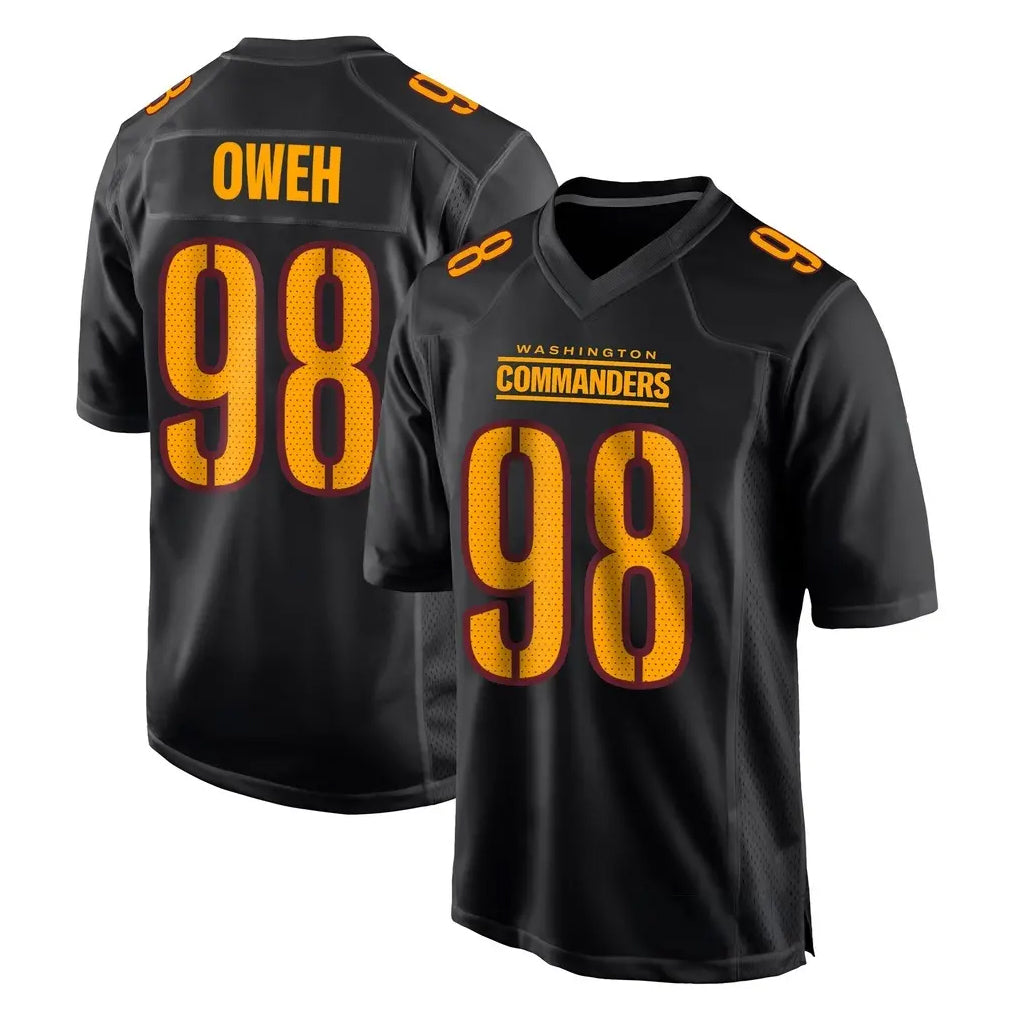 Kooe W.Commanders #98 Odafe Oweh Player Black Carbon Fashion Home Game Stitched Jerseys