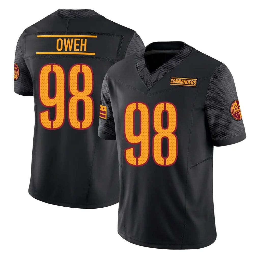 Kooe W.Commanders #98 Odafe Oweh Player Black Limited Vapor F.U.S.E. Home Game Stitched Jerseys