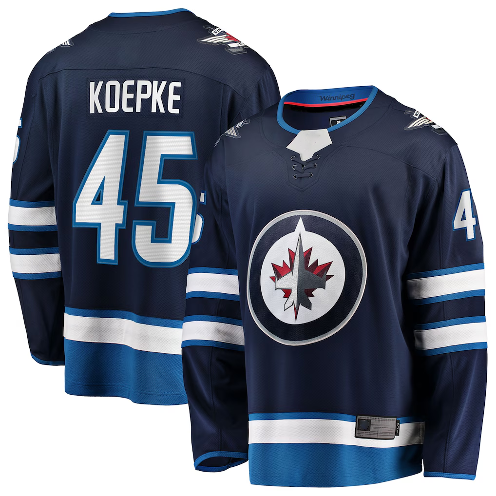 Kooe W.Jets #45 Cole Koepke Navy Home Breakaway Jerseys