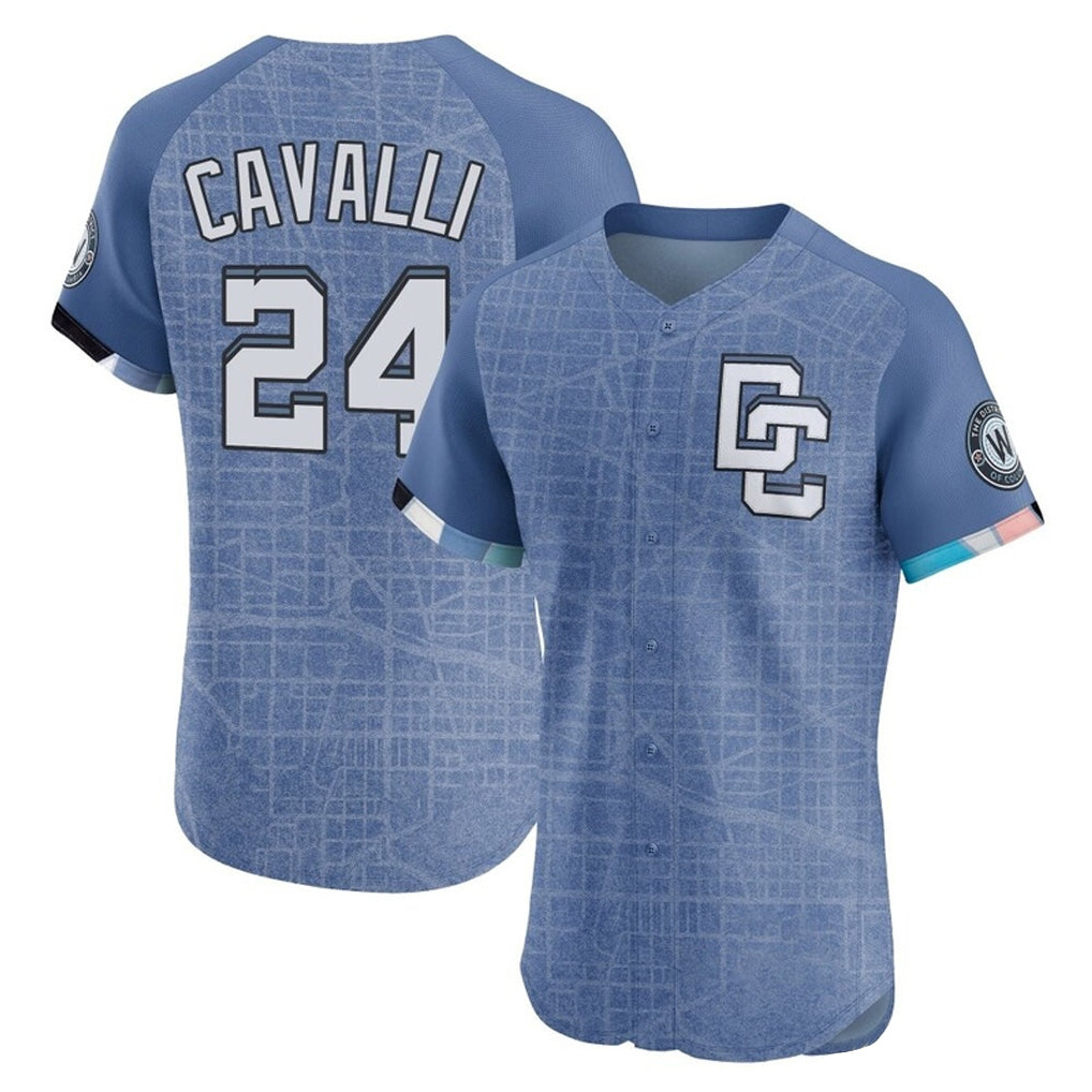 Kooe W.Nationals #24 Cade Cavalli Player Blue City Connect Elite Limited Stitched Jerseys