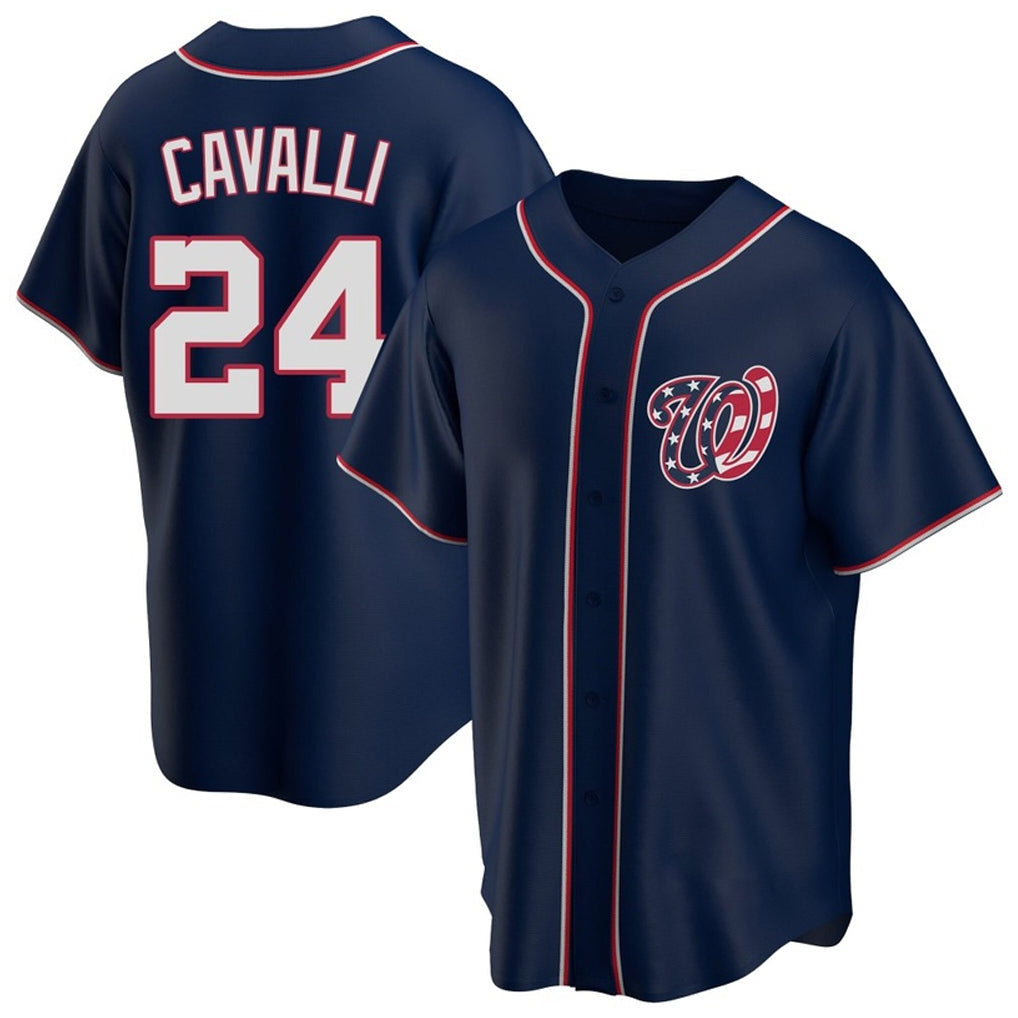 Kooe W.Nationals #24 Cade Cavalli Player Navy Blue Replica Game Stitched Jerseys