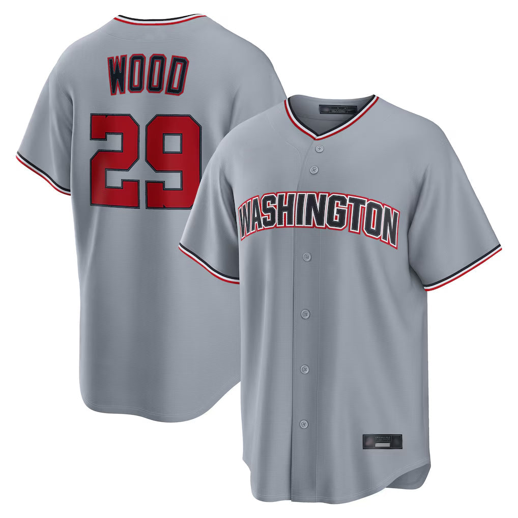 Kooe W.Nationals #29 James Wood Player Gray Road Replica Stitched Jerseys