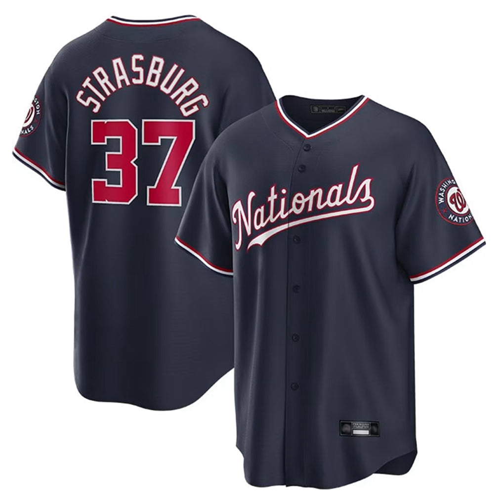Kooe W.Nationals #37 Stephen Strasburg Player Navy Replica Stitched Jerseys