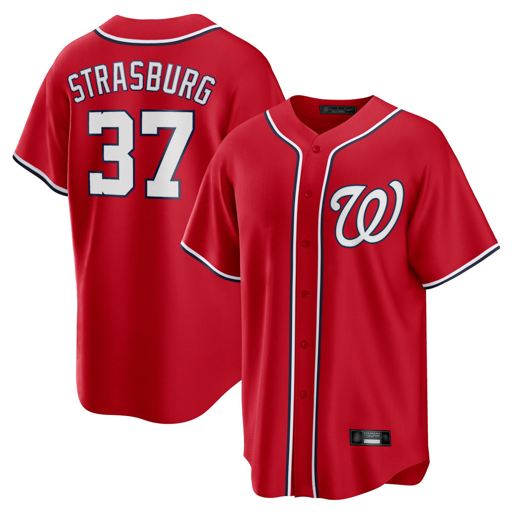 Kooe W.Nationals #37 Stephen Strasburg Player Red Alternate Replica Player Game Stitched Jerseys