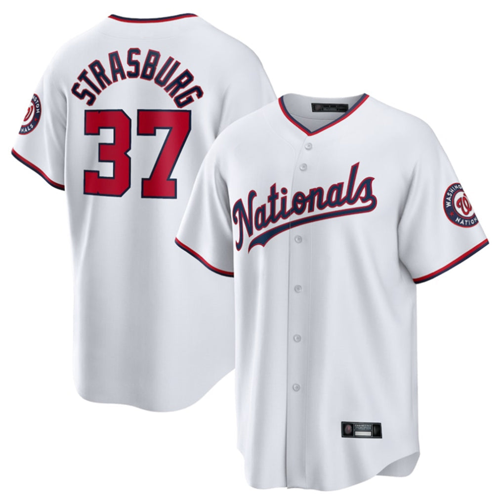 Kooe W.Nationals #37 Stephen Strasburg Player White Home Game Stitched Jerseys