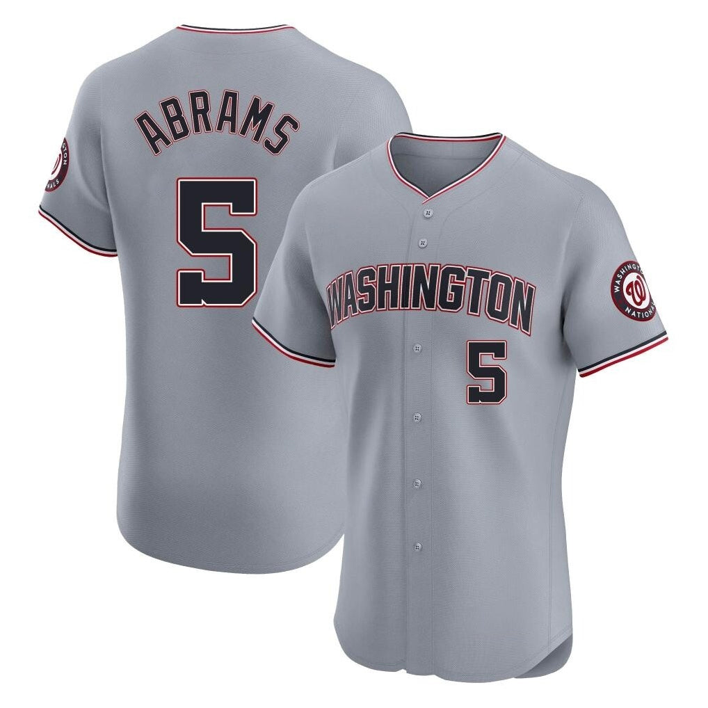 Kooe W.Nationals #5 CJ Abrams Player Gray Elite Road Replica Stitched Jerseys